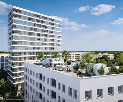 3-Zi.-Dachterrassentraum mit en suite Tageslichtbad direkt am Quartierspark