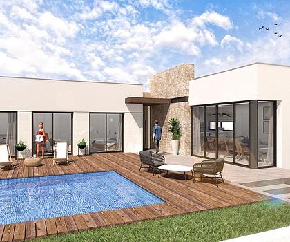 Villen mit 3 Schlafzimmern, 2 Bädern, Gäste-WC, Keller, Klimaanlage, Kfz-Stellplatz und Privatpool im wunderschönen Santa Rosalía Resort