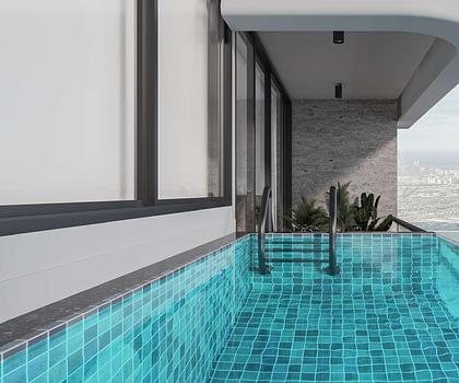 3 Zimmer mit Pool auf dem Balkon - 6 Jahre Finanzierung durch den Bauträger