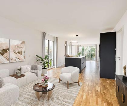 Sofort einziehen - mitten im Grünen: Phantastische 3,5-Zimmer-Gartenwohnung mit Lechblick