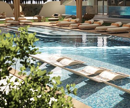 Studio mit Pool auf dem Balkon -Imperial Garden in Arjan
